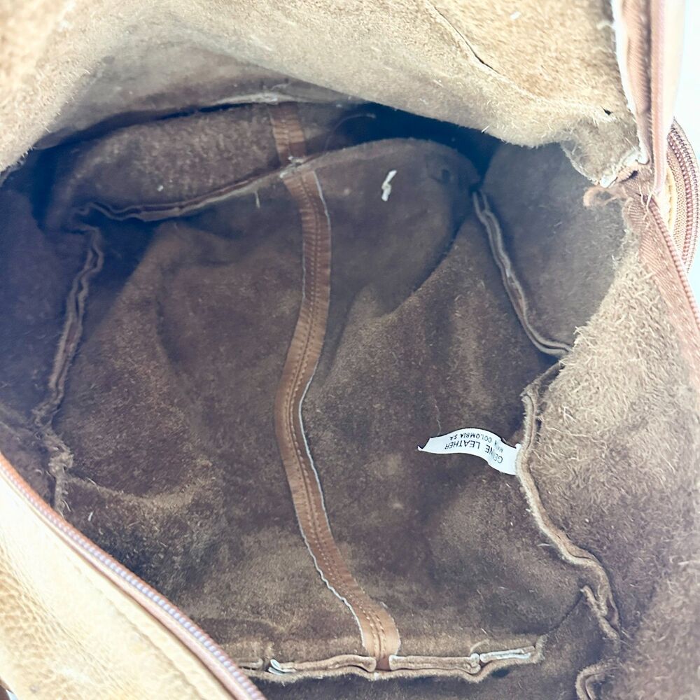 Vintage Sol Leather Backpack Purse Multi Pocket Supple Travel Unisex - Picture 10 of 11